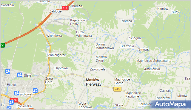 mapa Masłów Drugi, Masłów Drugi na mapie Targeo