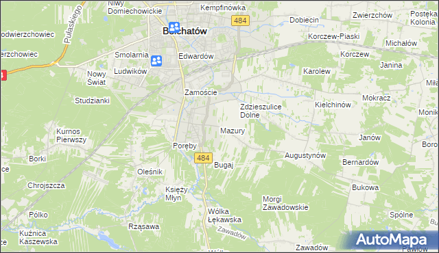 mapa Mazury gmina Bełchatów, Mazury gmina Bełchatów na mapie Targeo