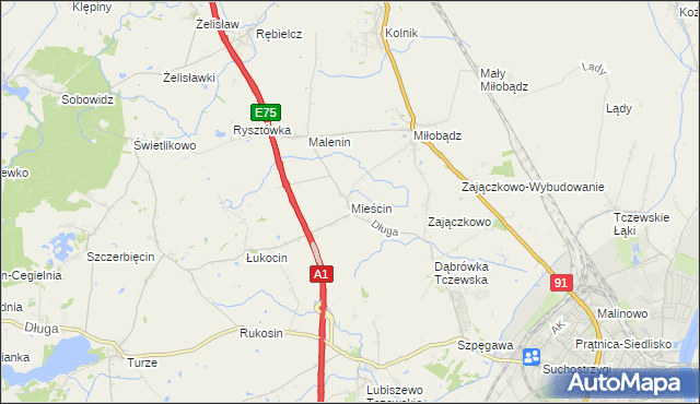 mapa Mieścin, Mieścin na mapie Targeo