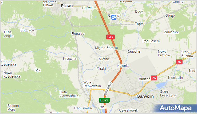 mapa Miętne, Miętne na mapie Targeo