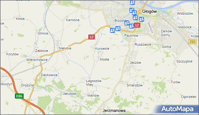 mapa Modła gmina Jerzmanowa, Modła gmina Jerzmanowa na mapie Targeo