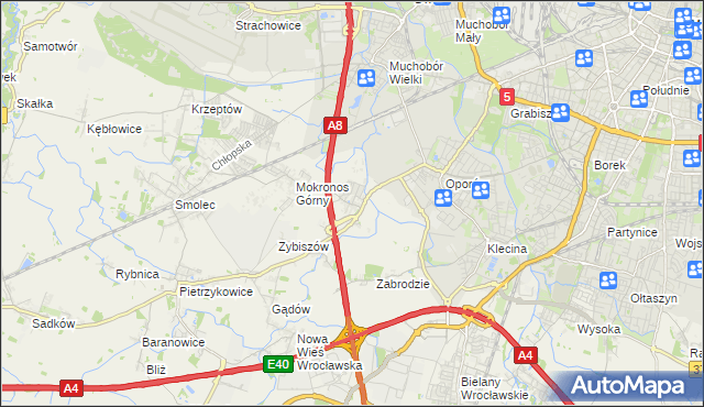 mapa Mokronos Dolny, Mokronos Dolny na mapie Targeo