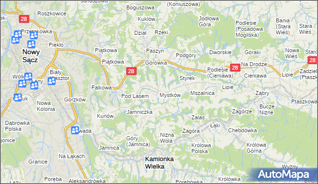 mapa Mystków, Mystków na mapie Targeo