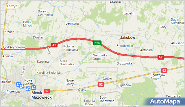 mapa Niedziałka Druga, Niedziałka Druga na mapie Targeo