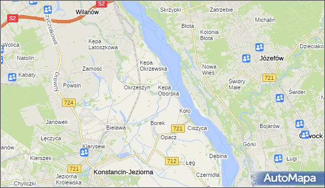 mapa Obórki gmina Konstancin-Jeziorna, Obórki gmina Konstancin-Jeziorna na mapie Targeo