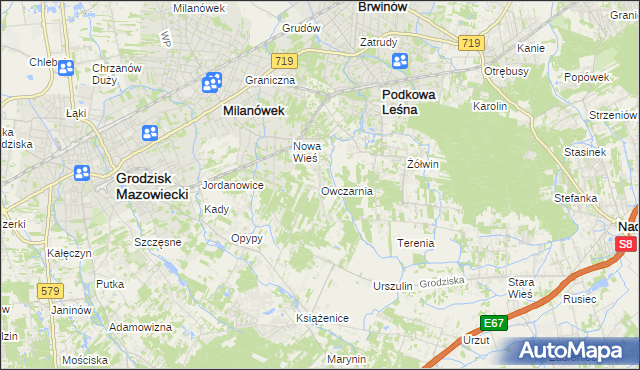 mapa Owczarnia gmina Brwinów, Owczarnia gmina Brwinów na mapie Targeo