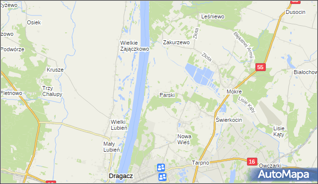 mapa Parski gmina Grudziądz, Parski gmina Grudziądz na mapie Targeo