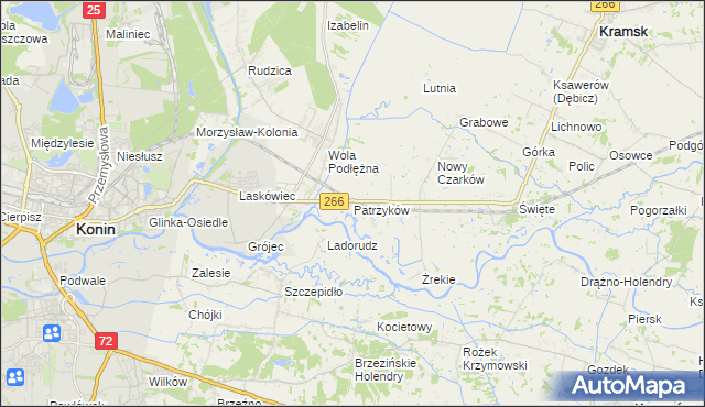 mapa Patrzyków gmina Kramsk, Patrzyków gmina Kramsk na mapie Targeo