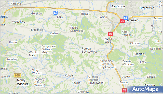 mapa Poręba Spytkowska, Poręba Spytkowska na mapie Targeo