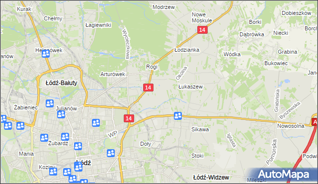 mapa Różki gmina Łódź, Różki gmina Łódź na mapie Targeo