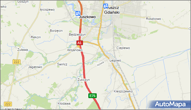 mapa Rusocin gmina Pruszcz Gdański, Rusocin gmina Pruszcz Gdański na mapie Targeo