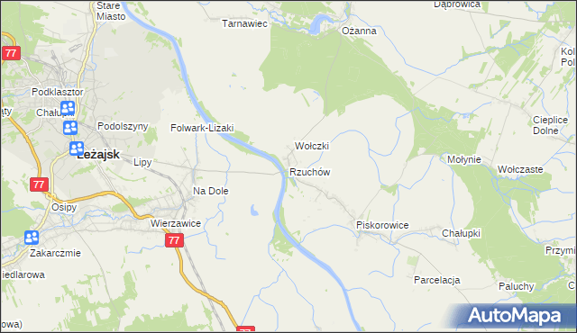 mapa Rzuchów gmina Leżajsk, Rzuchów gmina Leżajsk na mapie Targeo