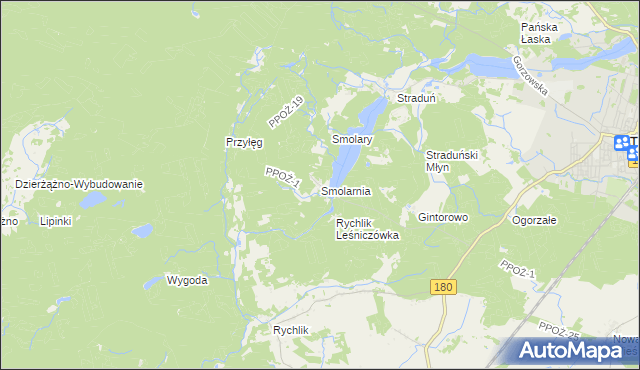 mapa Smolarnia gmina Trzcianka, Smolarnia gmina Trzcianka na mapie Targeo