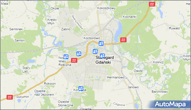 mapa Starogard Gdański, Starogard Gdański na mapie Targeo