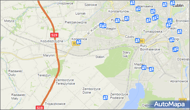 mapa Stasin gmina Konopnica, Stasin gmina Konopnica na mapie Targeo