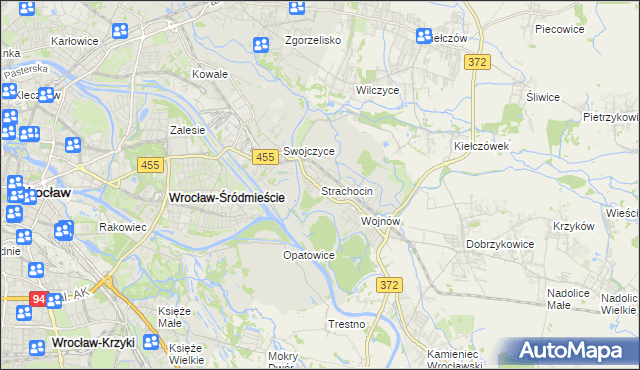 mapa Strachocin gmina Wrocław, Strachocin gmina Wrocław na mapie Targeo