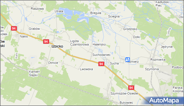 mapa Suchodaniec, Suchodaniec na mapie Targeo