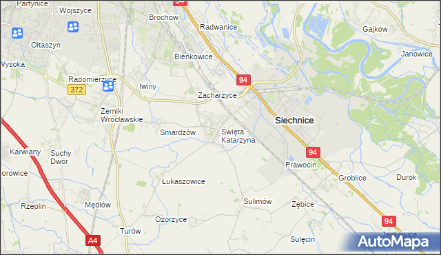 mapa Święta Katarzyna gmina Siechnice, Święta Katarzyna gmina Siechnice na mapie Targeo