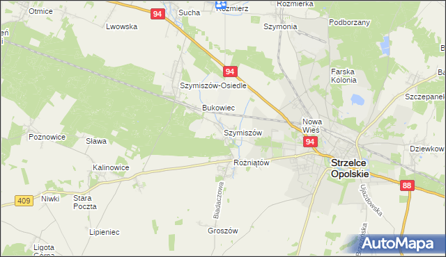 mapa Szymiszów, Szymiszów na mapie Targeo