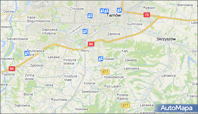 mapa Tarnowiec gmina Tarnów, Tarnowiec gmina Tarnów na mapie Targeo