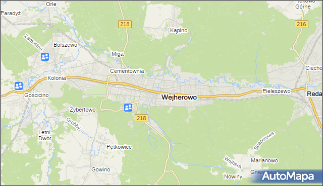 mapa Wejherowo, Wejherowo na mapie Targeo