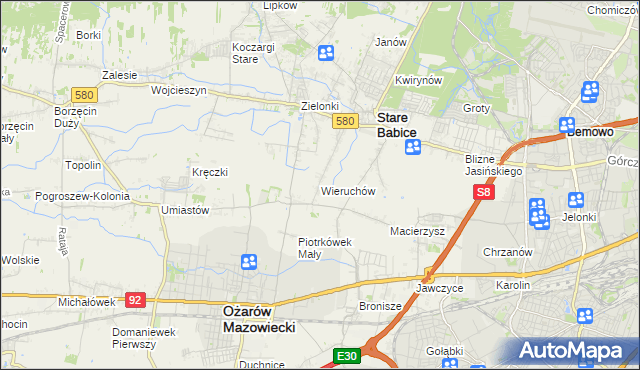 mapa Wieruchów, Wieruchów na mapie Targeo