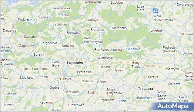 mapa Wieruszyce, Wieruszyce na mapie Targeo