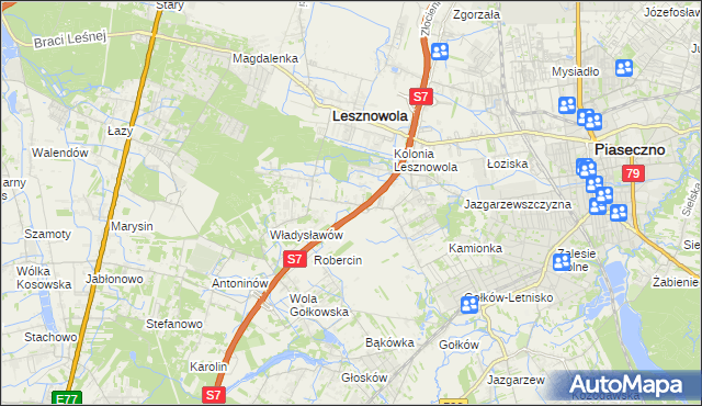 mapa Wilcza Góra gmina Lesznowola, Wilcza Góra gmina Lesznowola na mapie Targeo