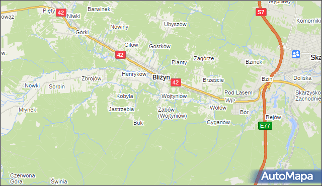 mapa Wojtyniów, Wojtyniów na mapie Targeo