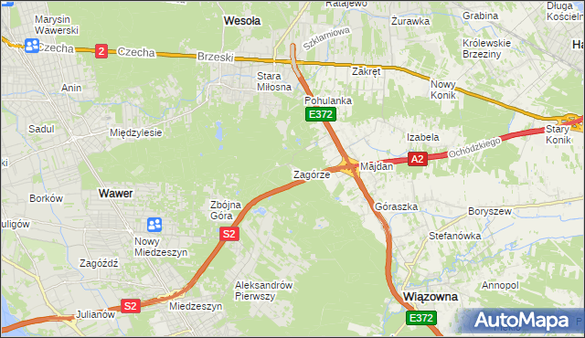 mapa Zagórze gmina Wiązowna, Zagórze gmina Wiązowna na mapie Targeo