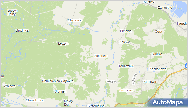mapa Zielnowo gmina Luzino, Zielnowo gmina Luzino na mapie Targeo