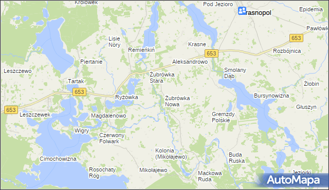 mapa Żubrówka Nowa, Żubrówka Nowa na mapie Targeo