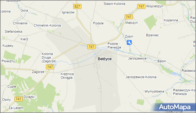 mapa Bełżyce, Bełżyce na mapie Targeo