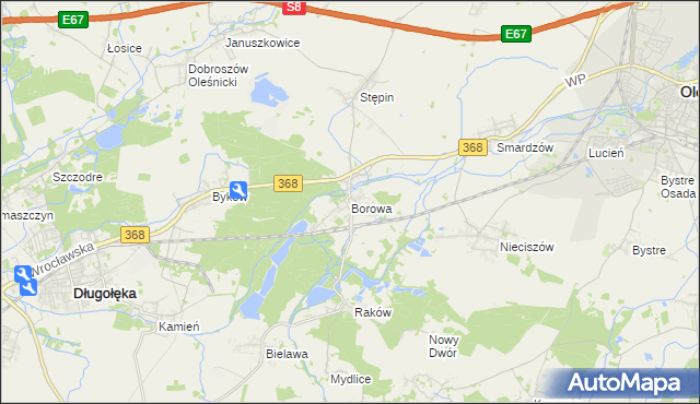 mapa Borowa gmina Długołęka, Borowa gmina Długołęka na mapie Targeo