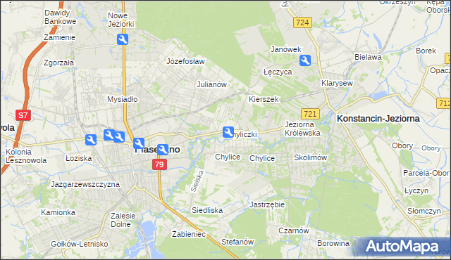 mapa Chyliczki gmina Piaseczno, Chyliczki gmina Piaseczno na mapie Targeo