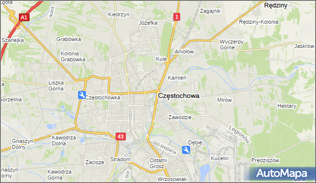 mapa Częstochowy, Częstochowa na mapie Targeo