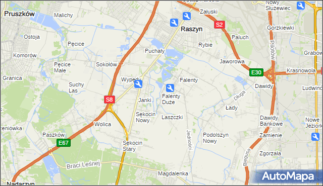 mapa Falenty Duże, Falenty Duże na mapie Targeo