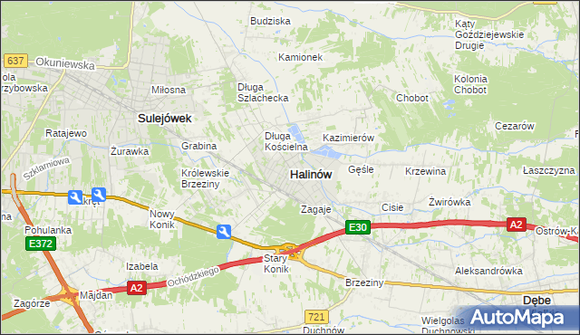 mapa Halinów powiat miński, Halinów powiat miński na mapie Targeo