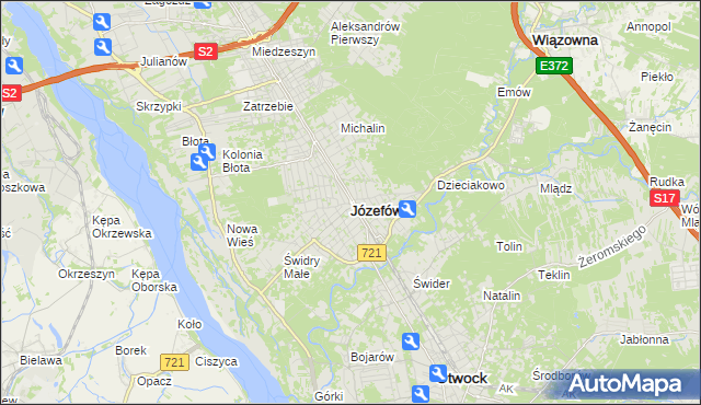 mapa Józefów powiat otwocki, Józefów powiat otwocki na mapie Targeo