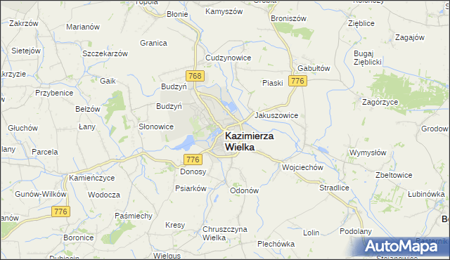 mapa Kazimierza Wielka, Kazimierza Wielka na mapie Targeo