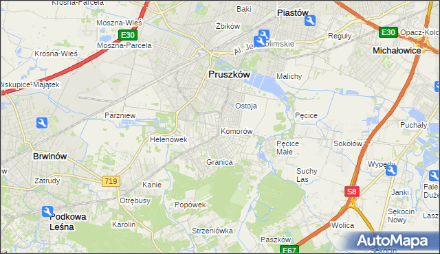 mapa Komorów gmina Michałowice, Komorów gmina Michałowice na mapie Targeo