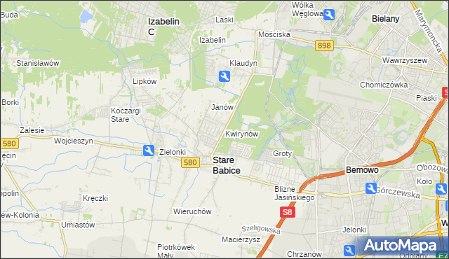 mapa Kwirynów gmina Stare Babice, Kwirynów gmina Stare Babice na mapie Targeo
