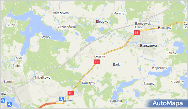 mapa Łęgajny, Łęgajny na mapie Targeo