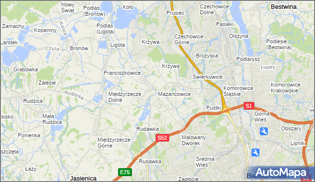 mapa Mazańcowice, Mazańcowice na mapie Targeo