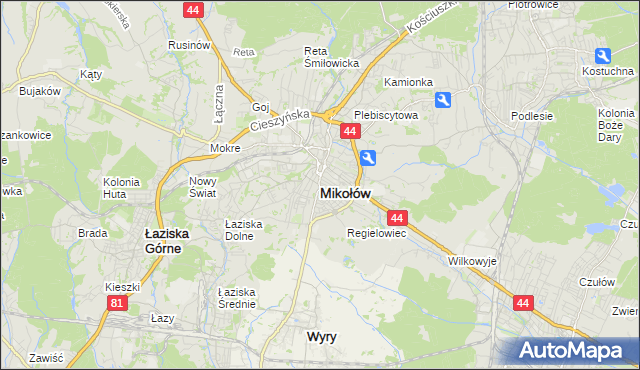 mapa Mikołów, Mikołów na mapie Targeo
