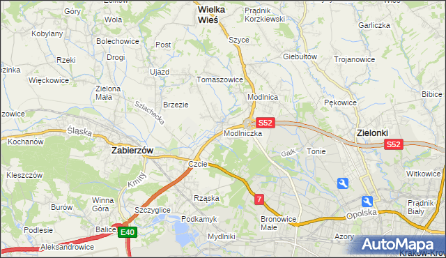 mapa Modlniczka, Modlniczka na mapie Targeo