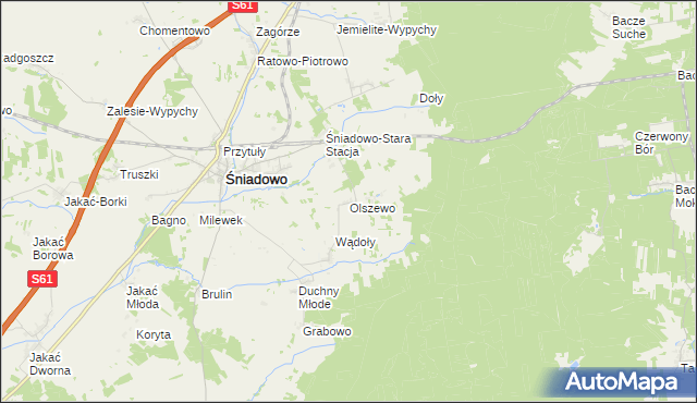 mapa Olszewo gmina Śniadowo, Olszewo gmina Śniadowo na mapie Targeo