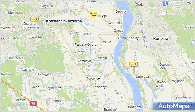 mapa Piaski gmina Konstancin-Jeziorna, Piaski gmina Konstancin-Jeziorna na mapie Targeo