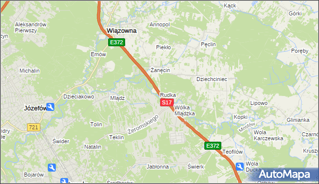 mapa Rudka gmina Wiązowna, Rudka gmina Wiązowna na mapie Targeo