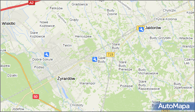 mapa Sade Budy, Sade Budy na mapie Targeo